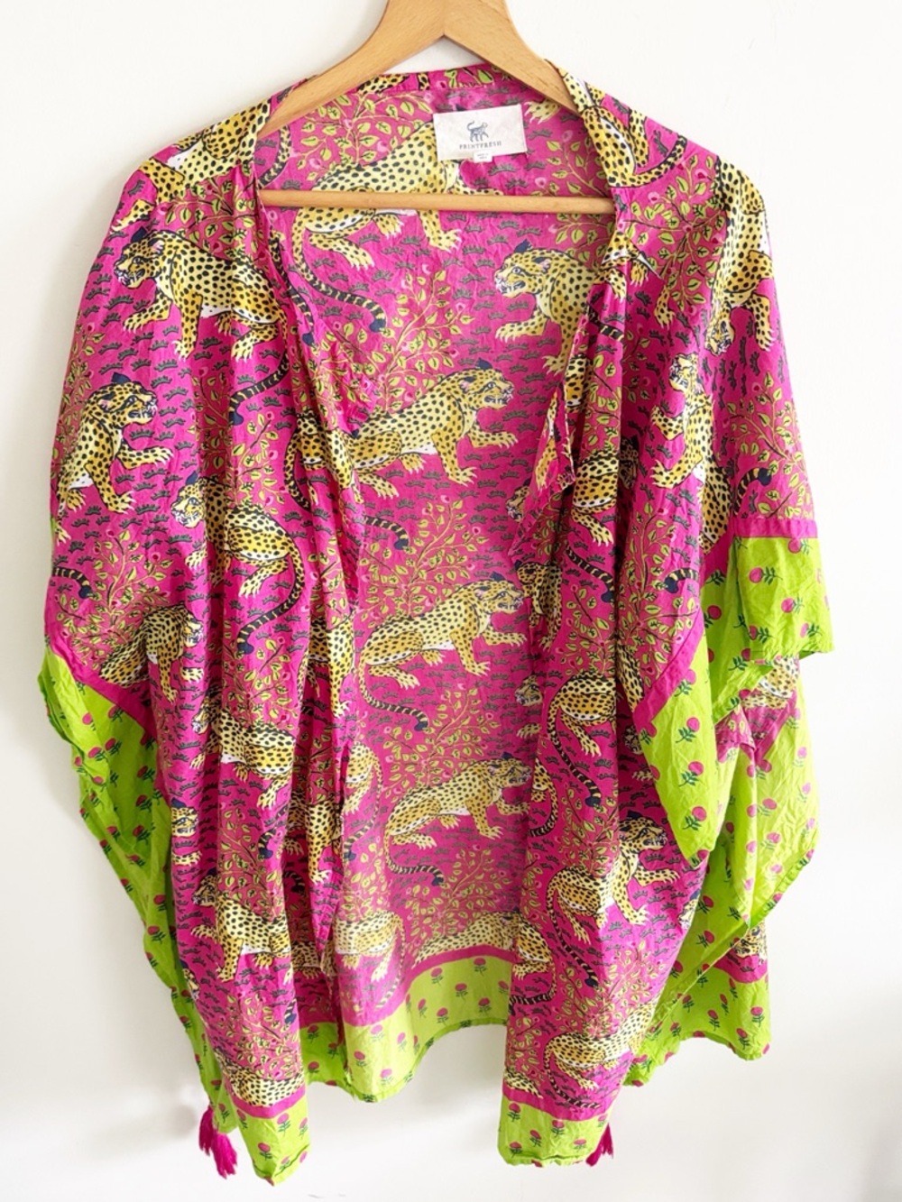 Printfresh Bagheera boho openfront kimono robe Kaftan swim coverup cardigan L/XL